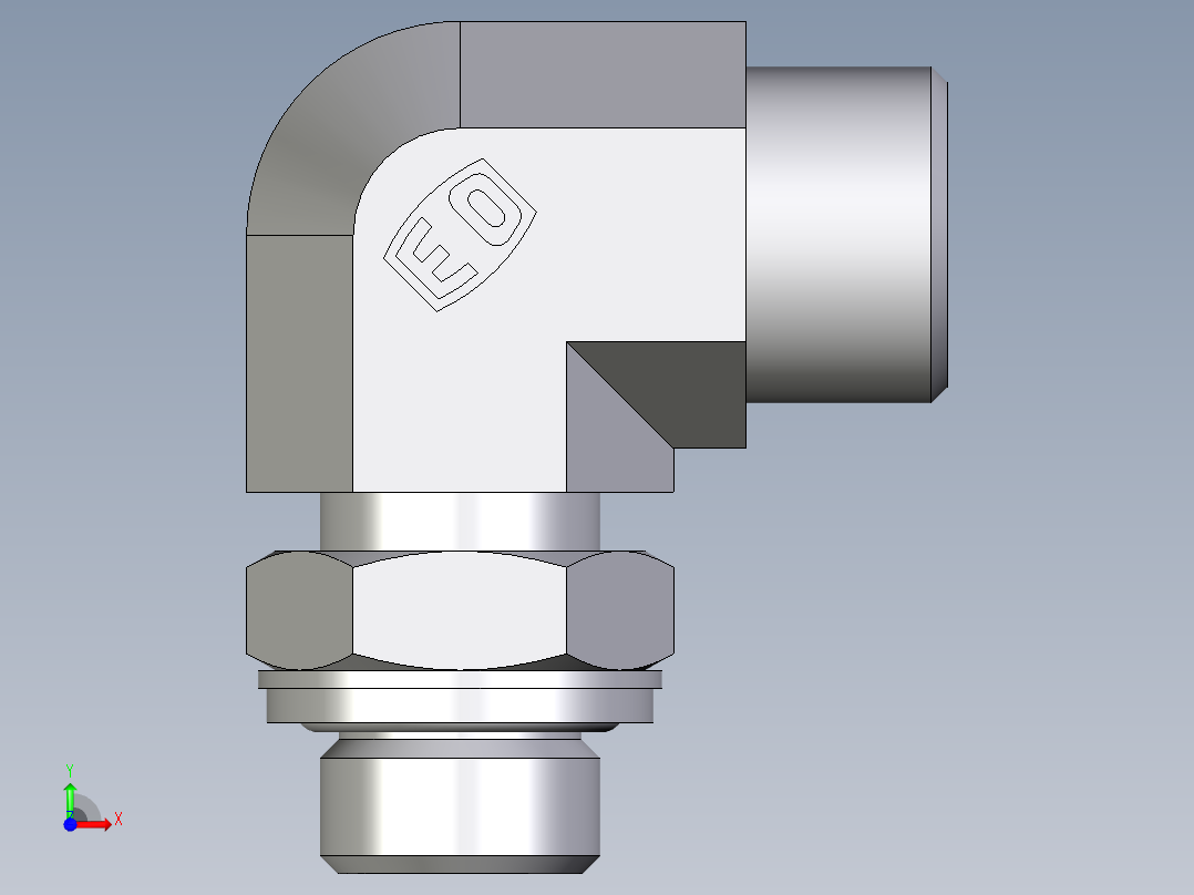 卡套式工业通用硬管接头EO_Adjustable_Locknut_elbow_WEE12SROMDCF前视图