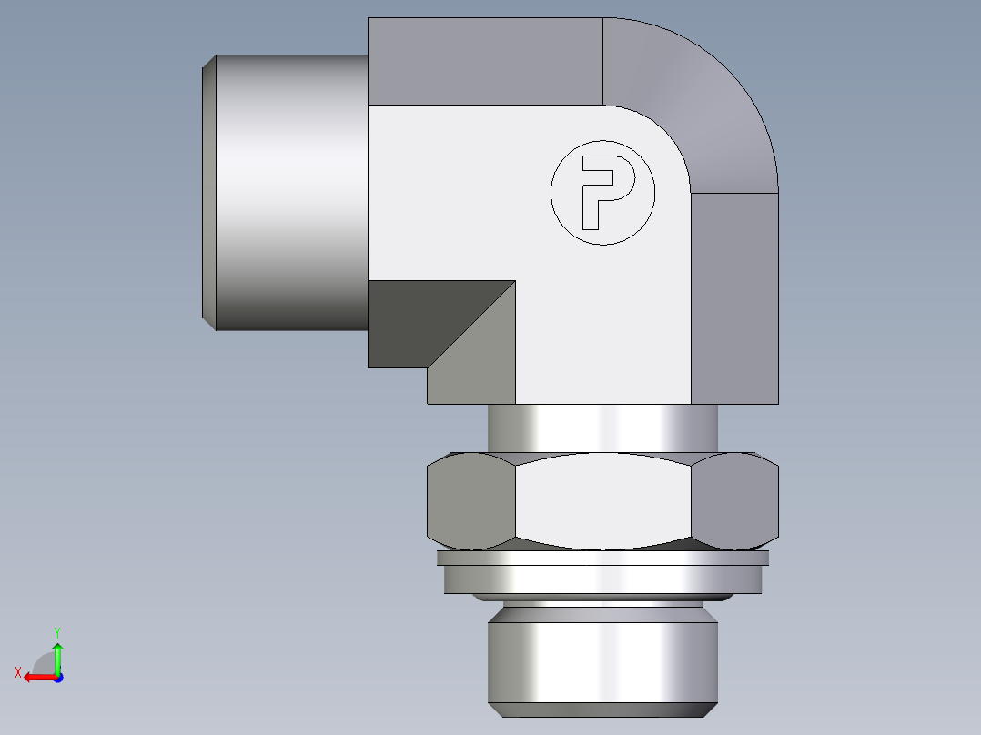 卡套式工业通用硬管接头EO_Adjustable_Locknut_elbow_WEE12SROMDCF后视图