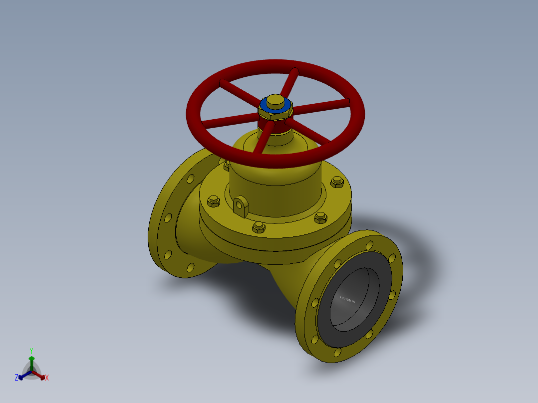 法兰隔膜阀-铸铁 DN25-DN200正等轴测图
