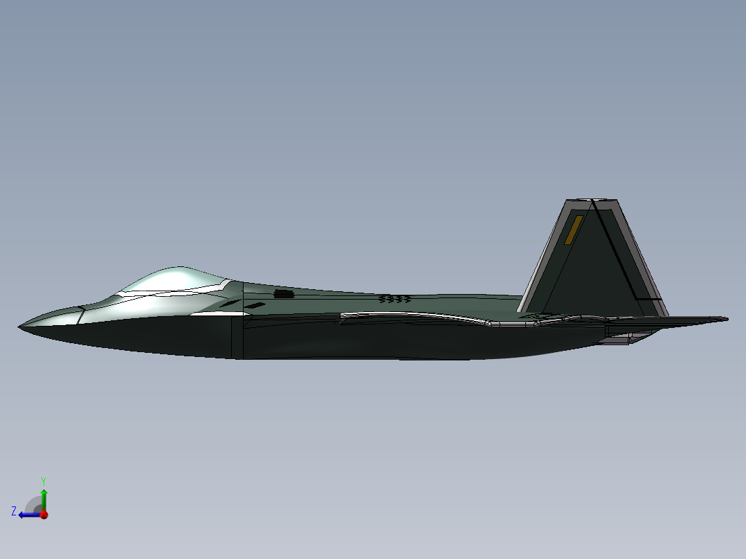 F22猛禽战斗机右视图