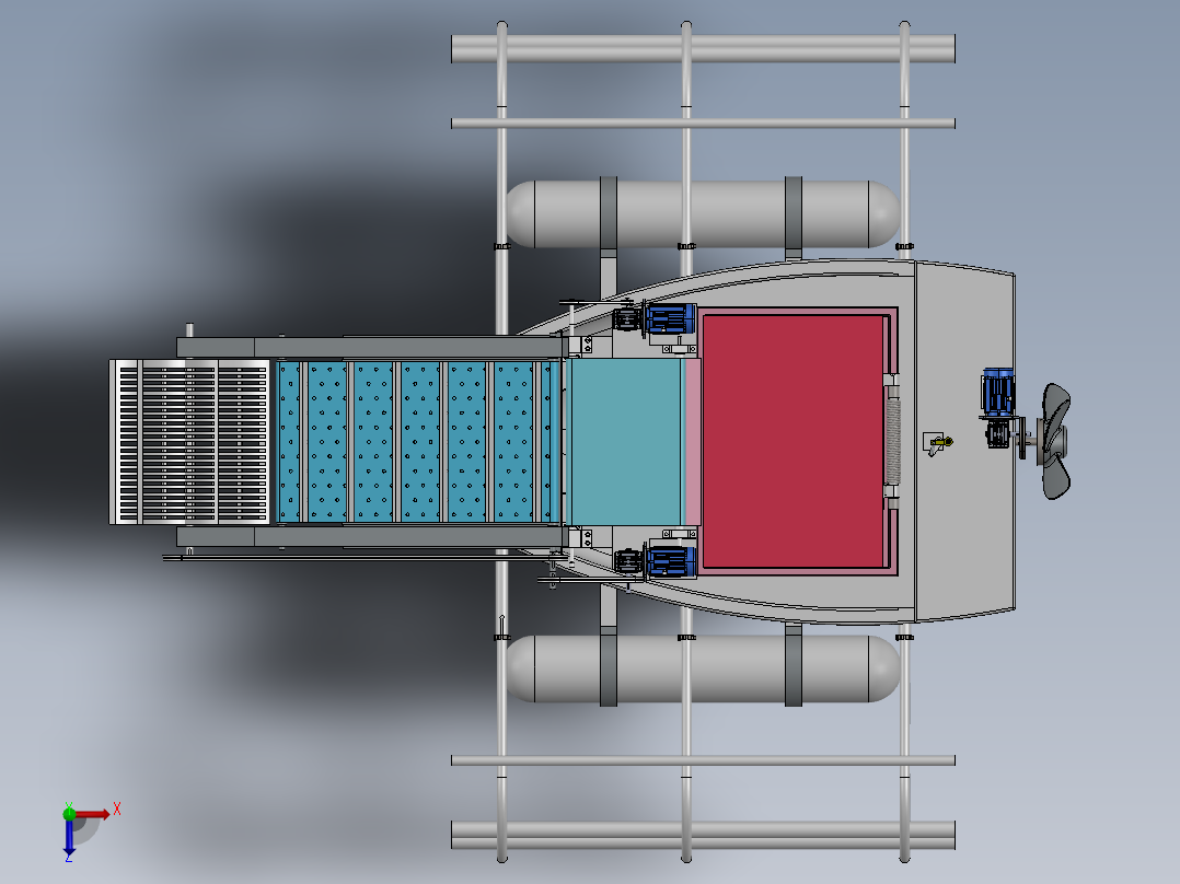 水上垃圾收集机器人俯视图