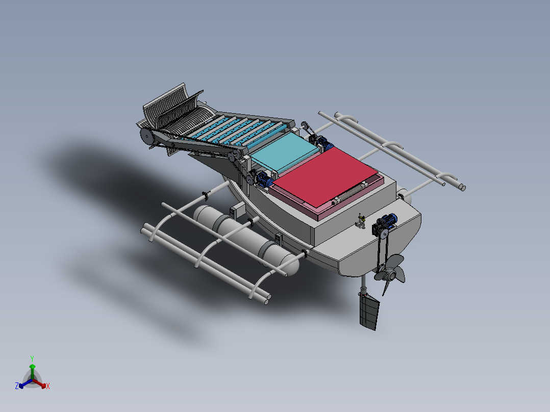 水上垃圾收集机器人正等轴测图