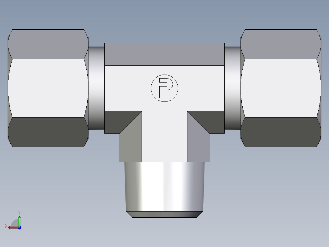 卡套式工业通用硬管接头EO_Male_stud_run_tee_TE10SR71后视图