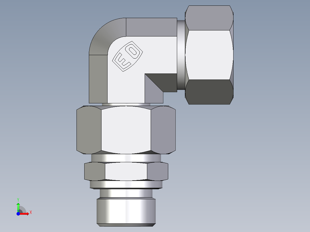 卡套式工业通用硬管接头EO_Assembled_adjustable_standpipe_elbow_EVW18LM71前视图