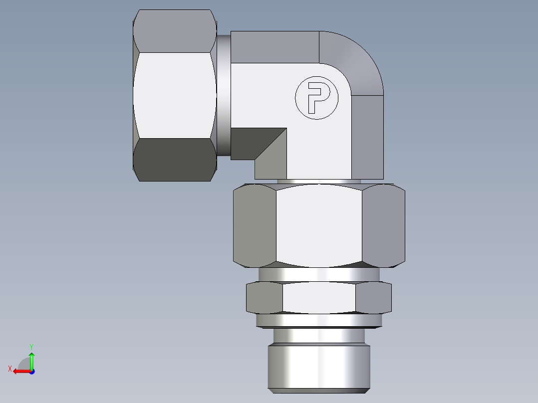 卡套式工业通用硬管接头EO_Assembled_adjustable_standpipe_elbow_EVW18LM71后视图