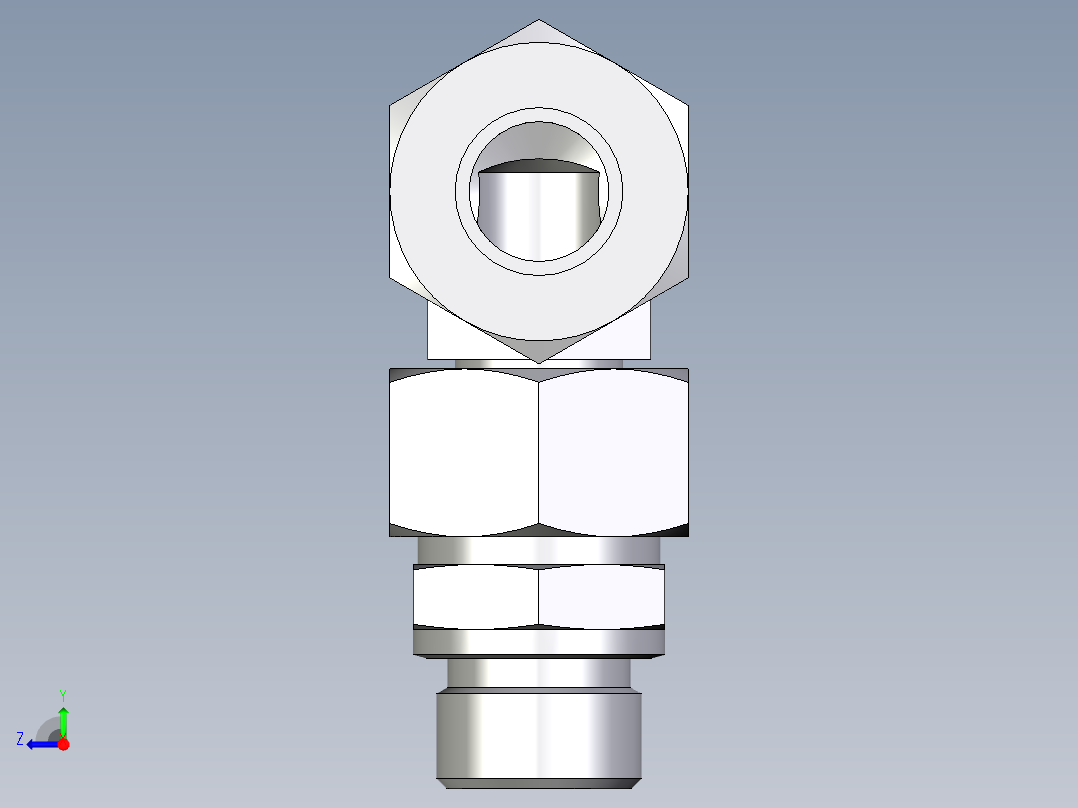 卡套式工业通用硬管接头EO_Assembled_adjustable_standpipe_elbow_EVW18LM71右视图