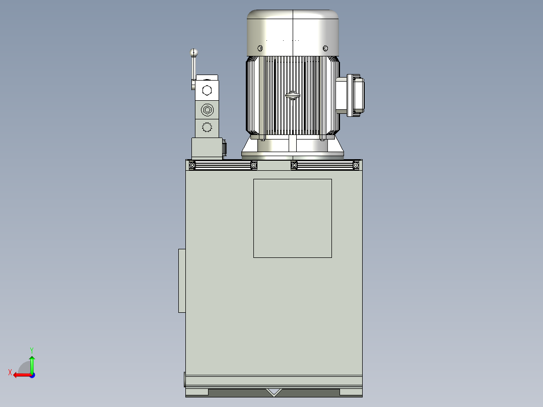 驱动液压缸，液压马达的动力站 非标自动化设备3D图纸3D模型后视图