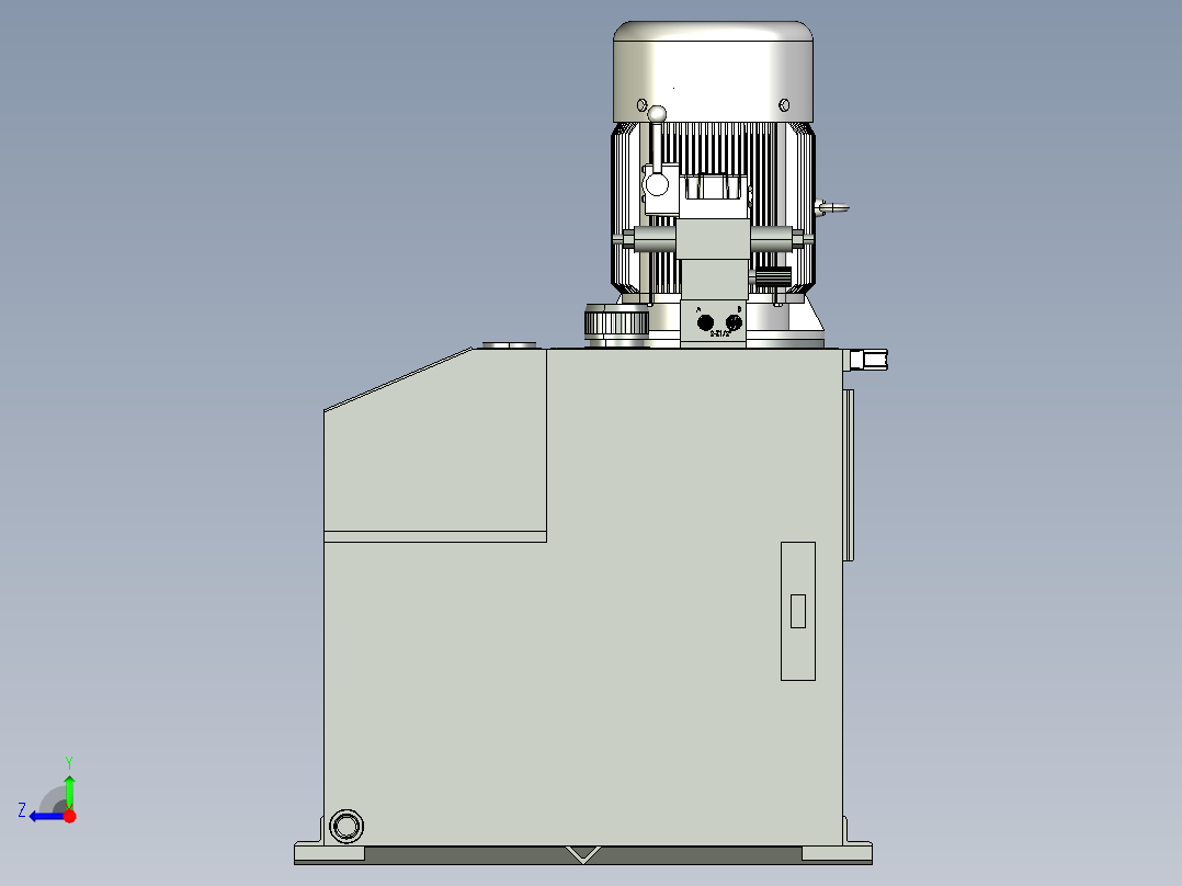 驱动液压缸，液压马达的动力站 非标自动化设备3D图纸3D模型右视图