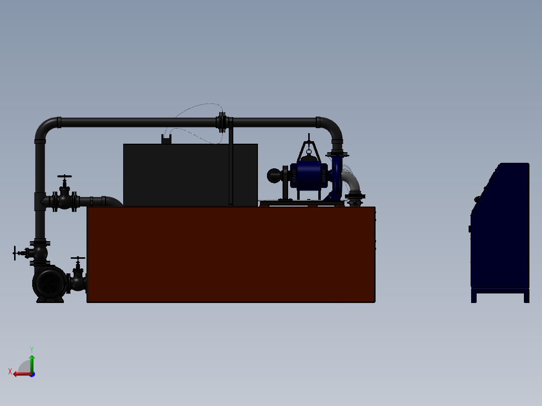 混流式水泵水轮机sw14可编辑后视图