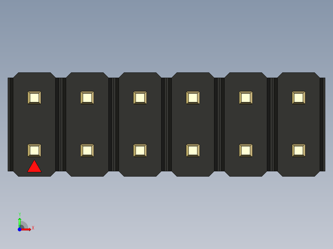 彩色公头100mil（2.54mm）系列-DS1021_black_2x06p_100mil_Type43_rev1.0前视图
