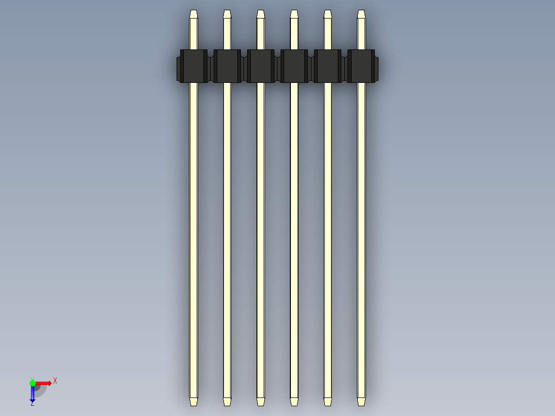 彩色公头100mil（2.54mm）系列-DS1021_black_2x06p_100mil_Type43_rev1.0俯视图