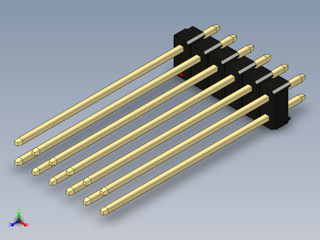 彩色公头100mil（2.54mm）系列-DS1021_black_2x06p_100mil_Type43_rev1.0正等轴测图