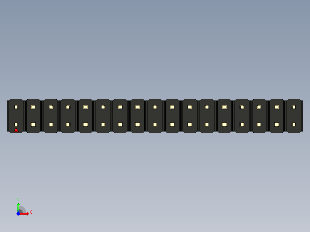 彩色公头100mil（2.54mm）系列-DS1021_black_2x17p_100mil_Type43_rev1.0前视图