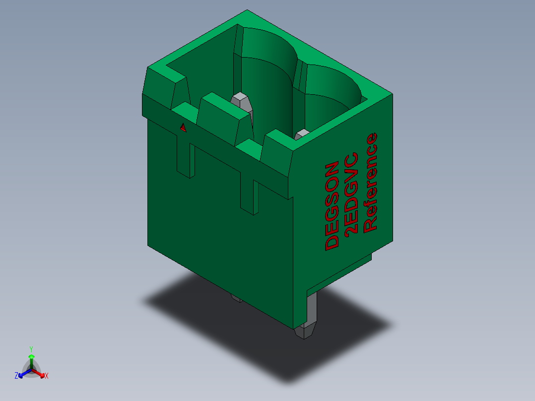 DEGSON 2EDG 系列 5.0mm 可插拔接线端子组-2EDGVC-5.0_5.08-xxP-14-00AH正等轴测图