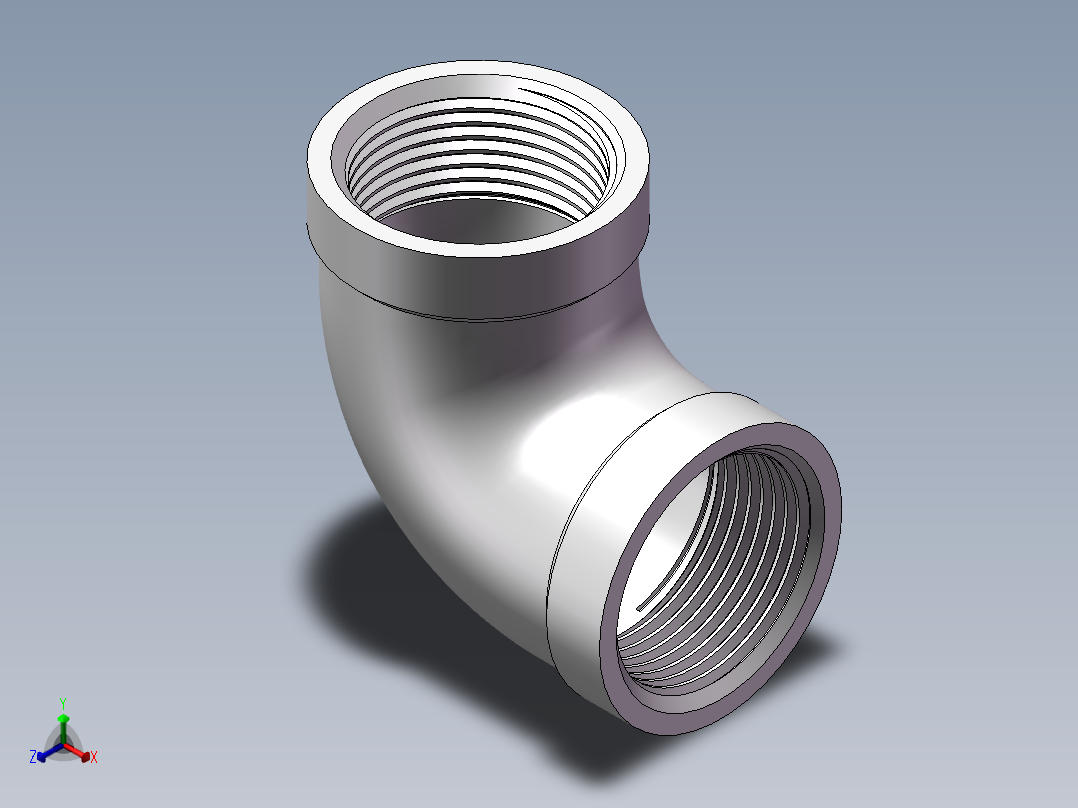 弯头-90°等径 DN20正等轴测图