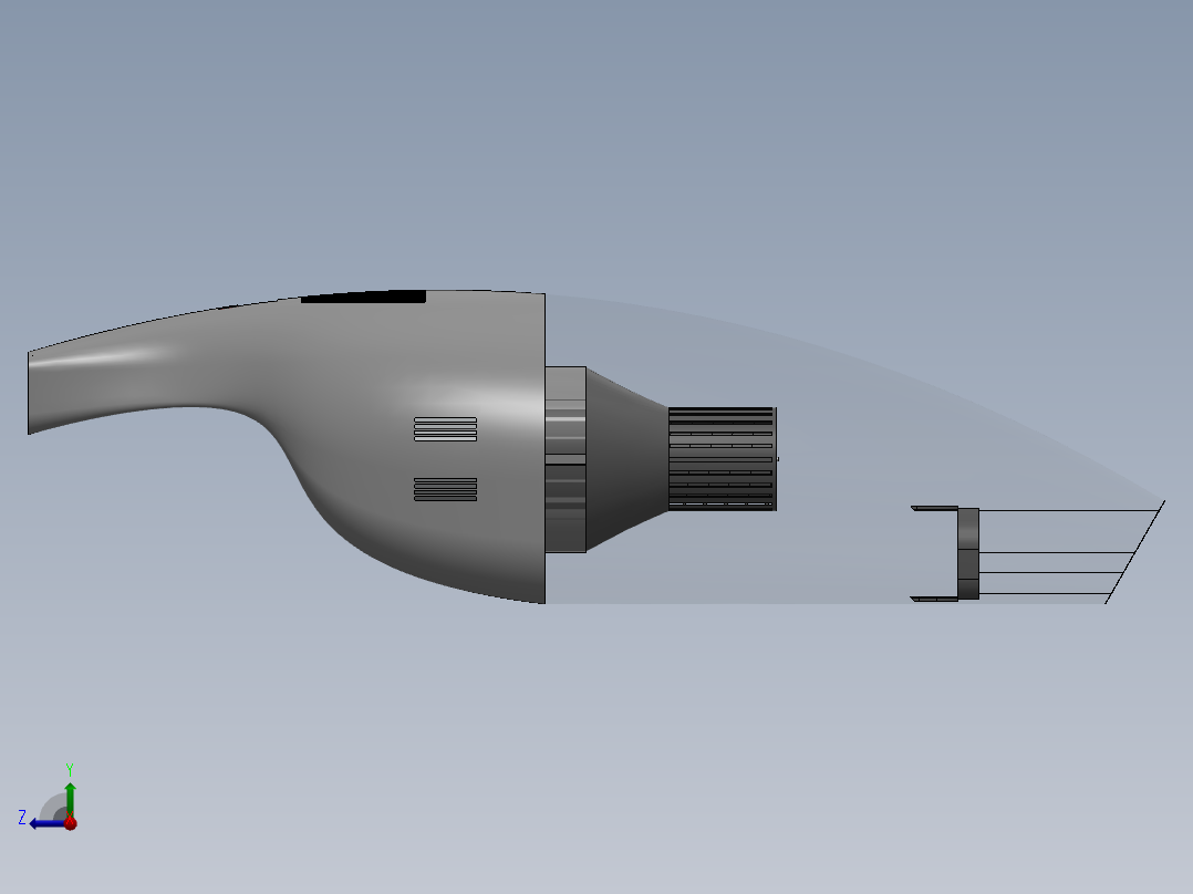 手持式吸尘器右视图