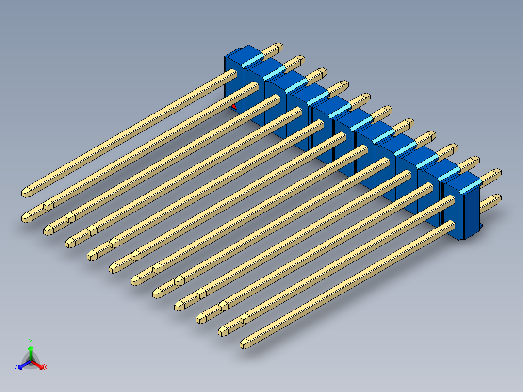 彩色公头100mil（2.54mm）系列-DS1021_blue_2x11p_100mil_Type43_rev1.0正等轴测图