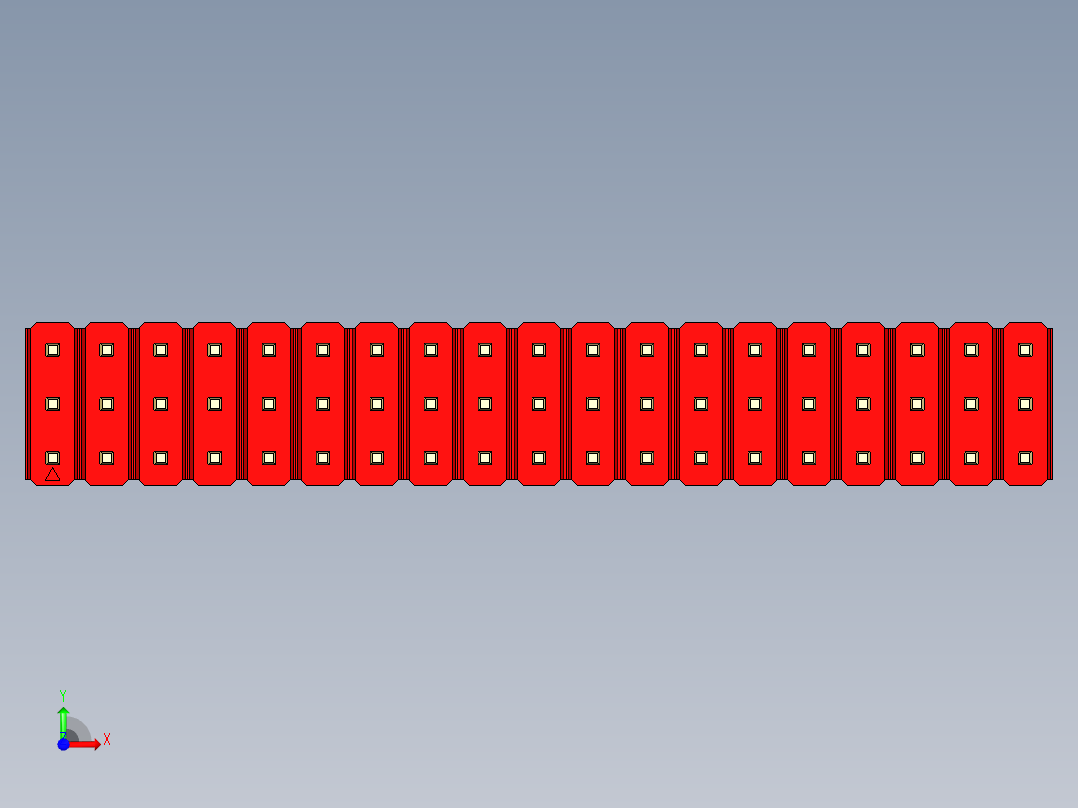 彩色公头100mil（2.54mm）系列-DS1021_red_3x19p_100mil_Type19_rev1.0前视图