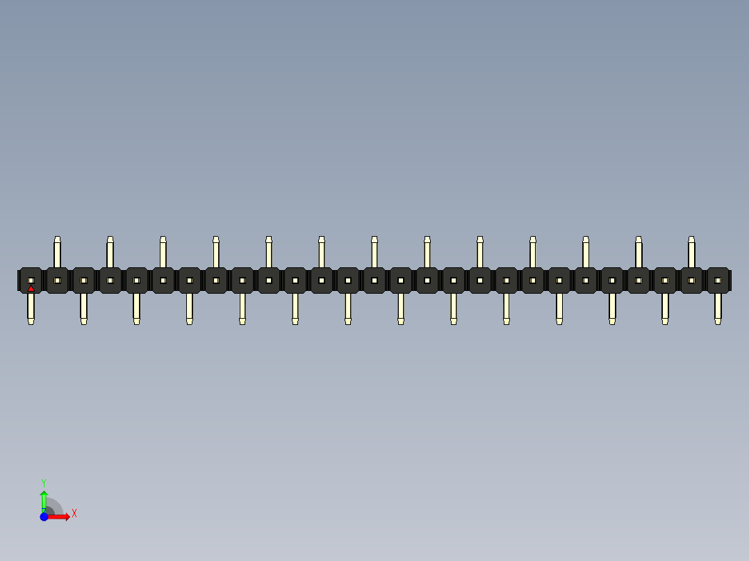 彩色公排针 100mil 2.54mm 系列-DS1022_black_27p_100mil_Type_SMT_R2_rev1.0前视图