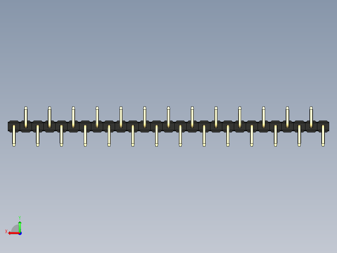 彩色公排针 100mil 2.54mm 系列-DS1022_black_27p_100mil_Type_SMT_R2_rev1.0后视图