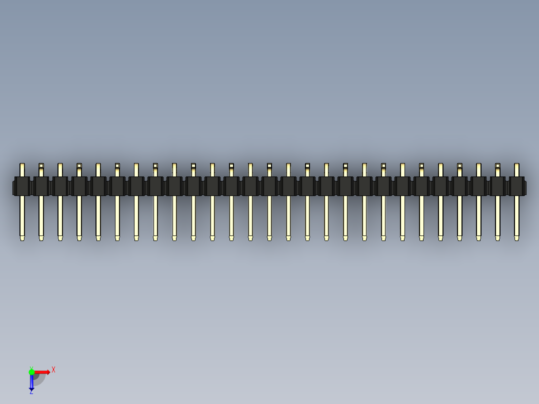 彩色公排针 100mil 2.54mm 系列-DS1022_black_27p_100mil_Type_SMT_R2_rev1.0俯视图