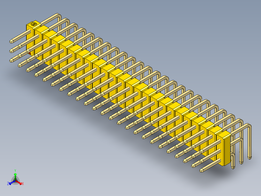 彩色公排针 100mil 2.54mm 系列-DS1022_yellow_3x24p_100mil_TypeD_rev1.0