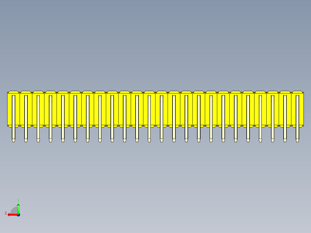 彩色公排针 100mil 2.54mm 系列-DS1022_yellow_3x24p_100mil_TypeD_rev1.0后视图