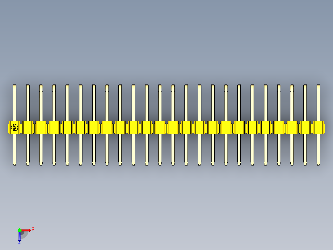 彩色公排针 100mil 2.54mm 系列-DS1022_yellow_3x24p_100mil_TypeD_rev1.0俯视图
