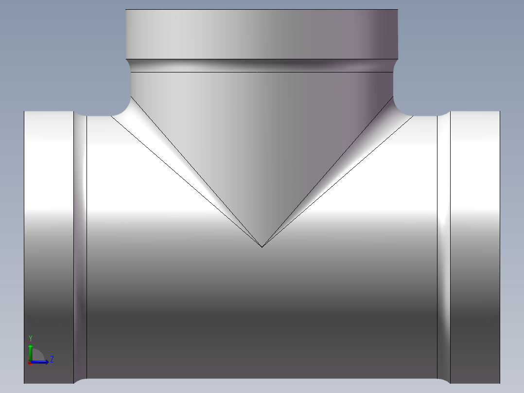 三通-等径 DN40左视图