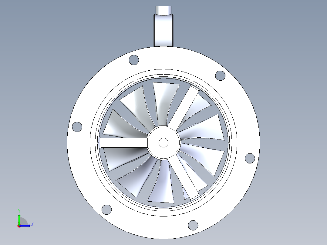 涡轮气体流量计---模型格式为 igs左视图