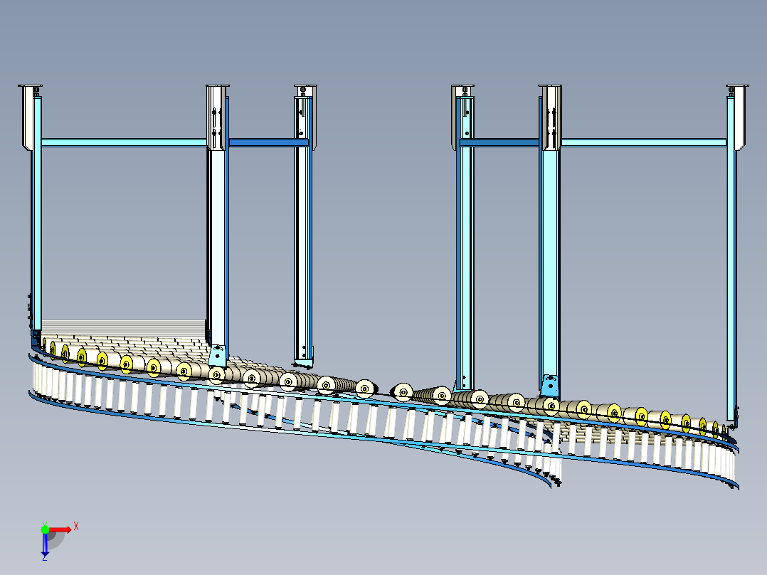 滚筒输送机 (1)俯视图