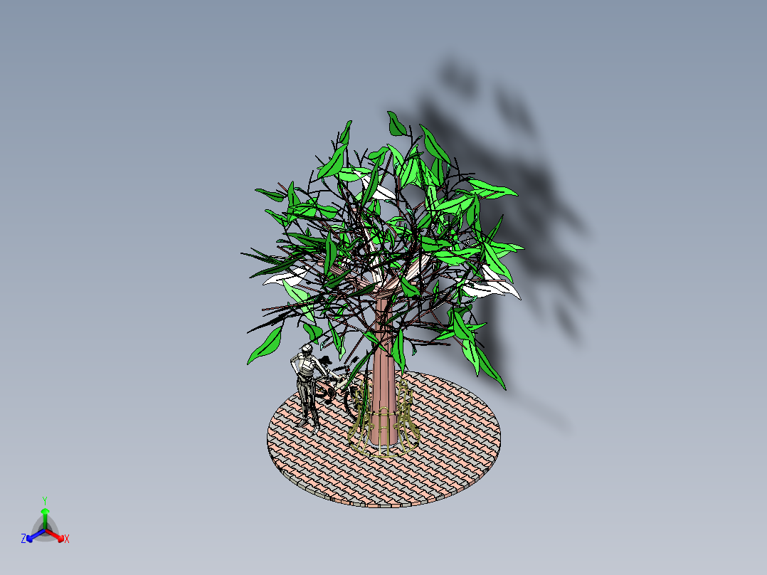 <span style='color: red'>自行车</span>停放植物