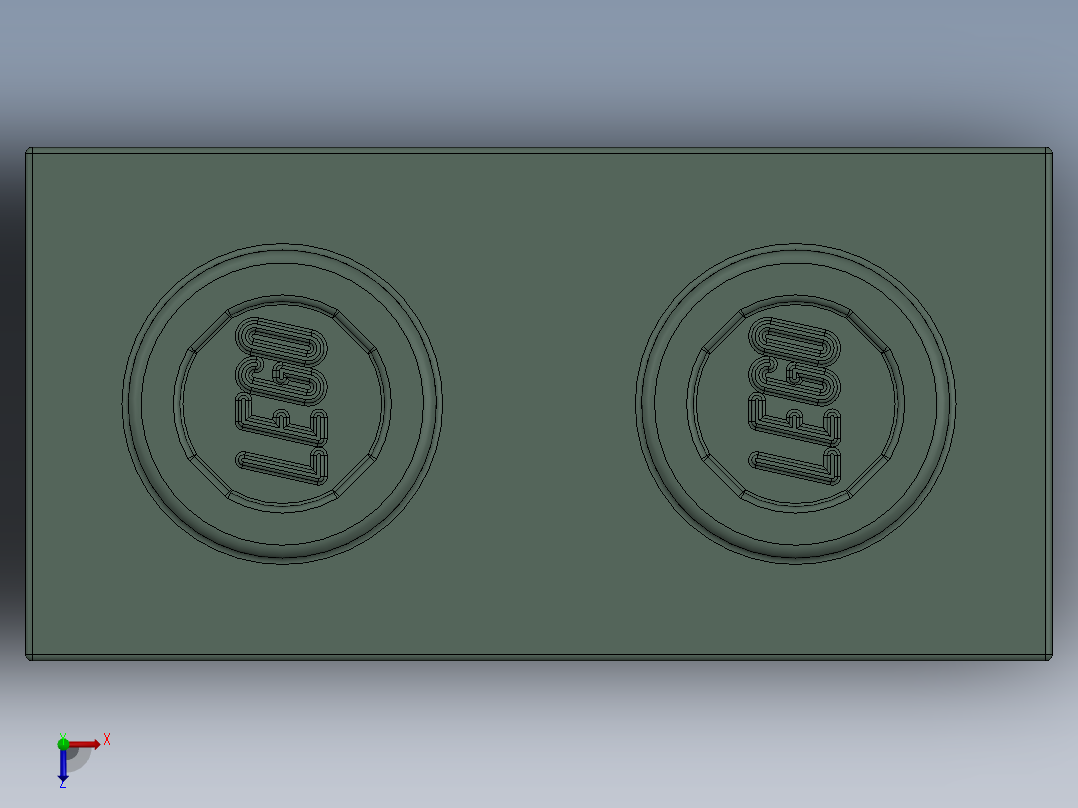 乐高机械组积木（横梁）-3700 Sand Green Technic Brick 1 x 2 with Hole俯视图