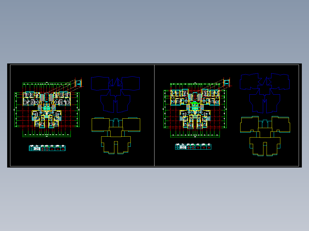 一梯四户.一梯三户高层平面