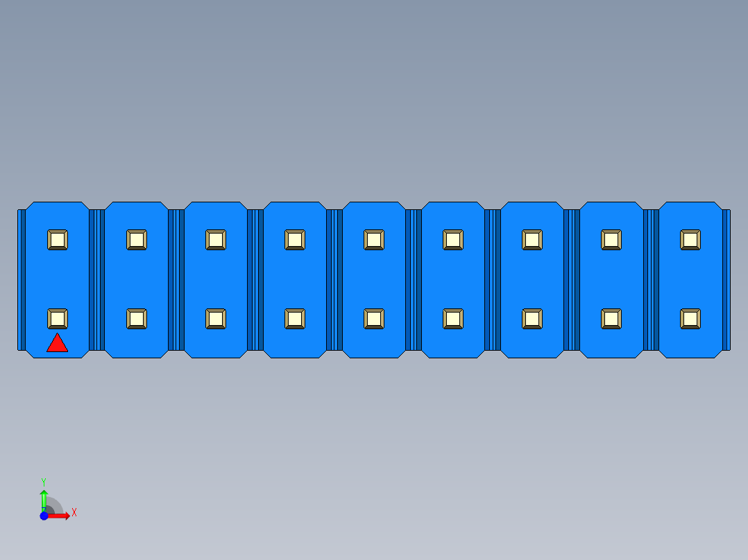 彩色公头100mil（2.54mm）系列-DS1021_blue_2x09p_100mil_Type1_rev1.0前视图