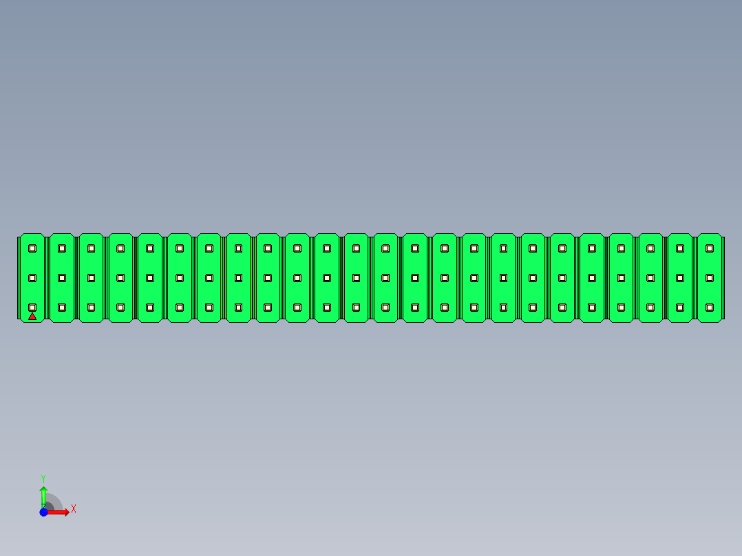 彩色公头100mil（2.54mm）系列-DS1021_green_3x24p_100mil_Type43_rev1.0前视图