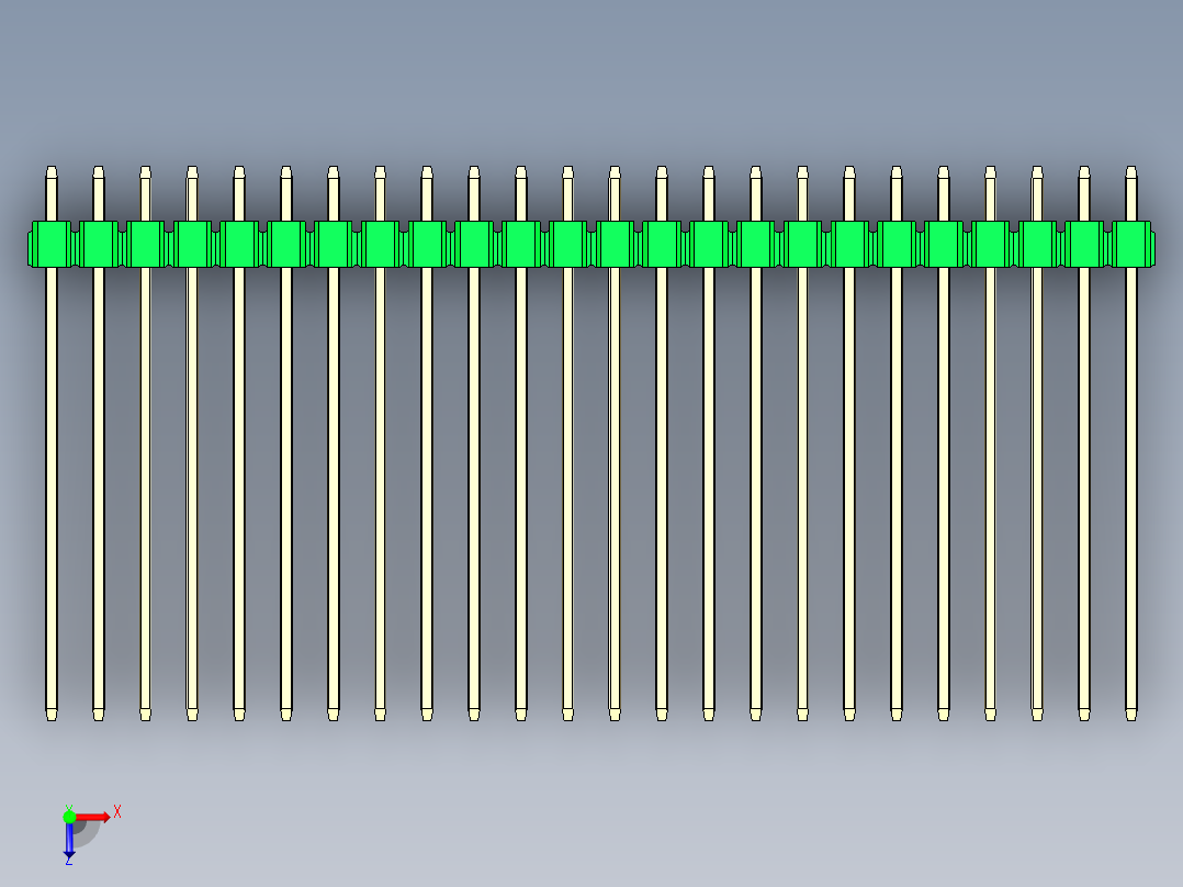 彩色公头100mil（2.54mm）系列-DS1021_green_3x24p_100mil_Type43_rev1.0俯视图