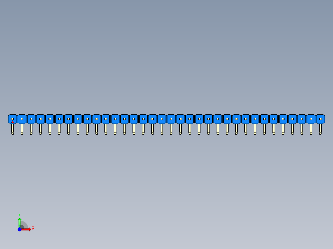 彩色公排针 100mil 2.54mm 系列-DS1022_blue_1x34p_100mil_TypeD_rev1.0前视图