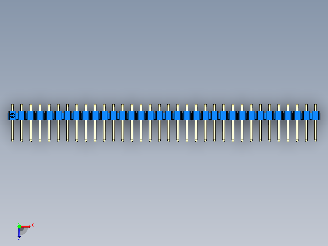 彩色公排针 100mil 2.54mm 系列-DS1022_blue_1x34p_100mil_TypeD_rev1.0俯视图
