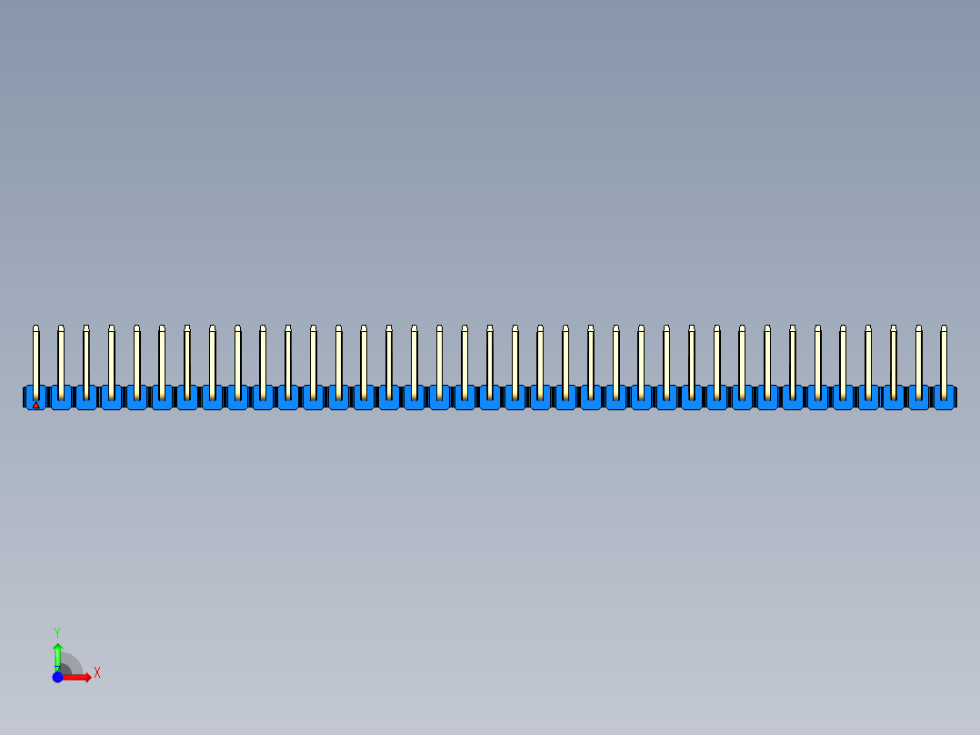 彩色公排针 100mil 2.54mm 系列-DS1022_blue_37p_100mil_TypeU_rev1.0前视图