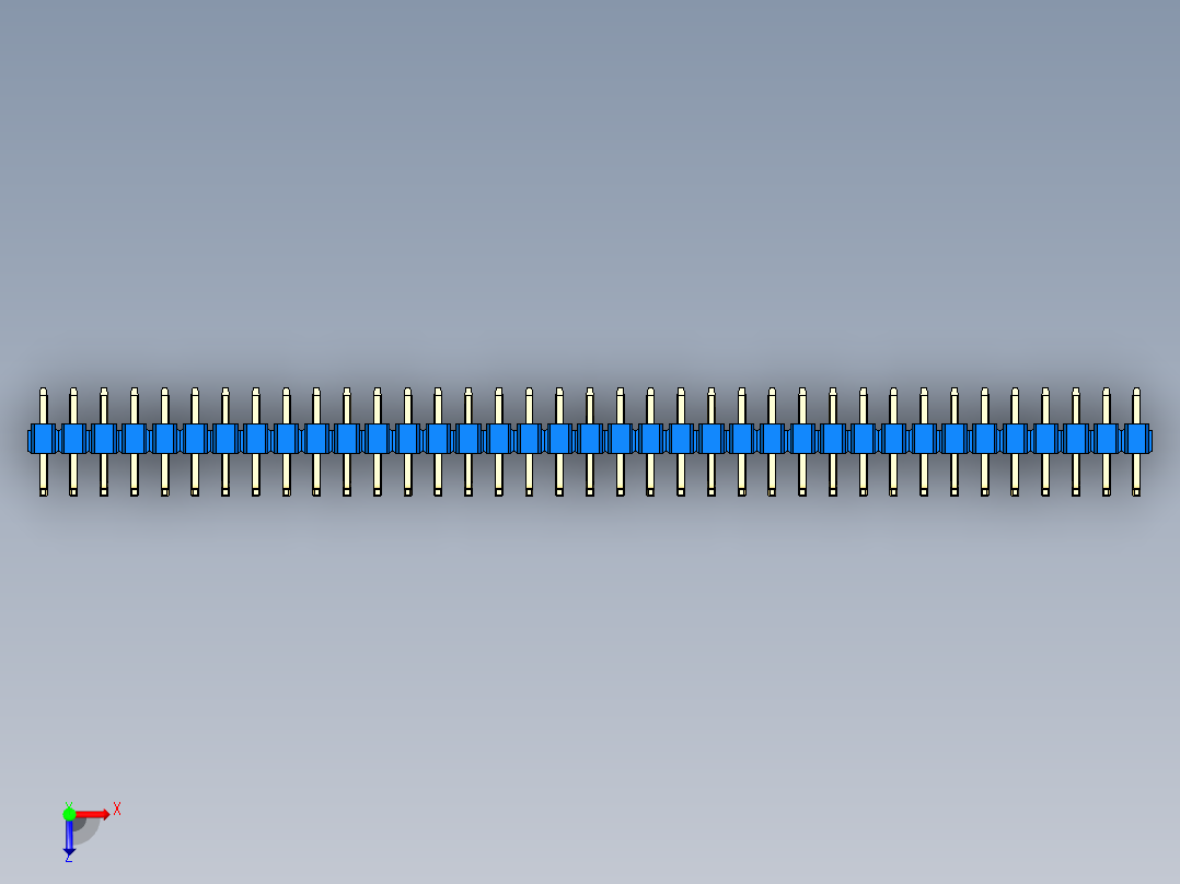 彩色公排针 100mil 2.54mm 系列-DS1022_blue_37p_100mil_TypeU_rev1.0俯视图