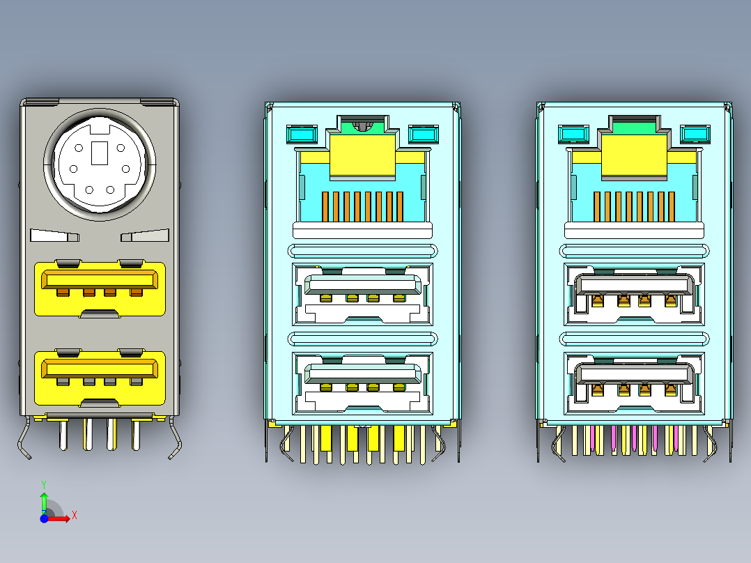 带PS2-局域网的双USB2.0-USB3.0前视图
