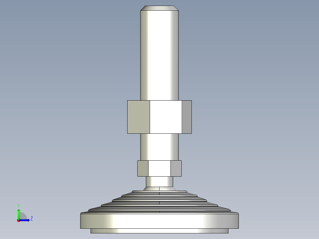 水平調整腳座(SUS製)LVA100-SUS-3D多系列多零件图纸模型左视图