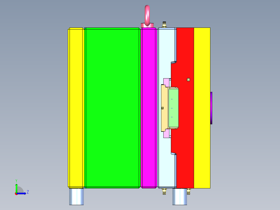 2 cavity and 8 lifters模具设计3D图纸 STP格式左视图