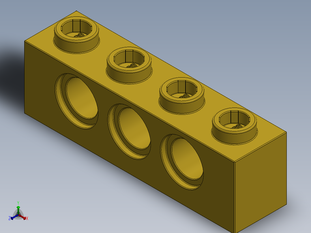 乐高机械组积木（横梁）-370124 Yellow Technic Brick 1 x 4 with Holes