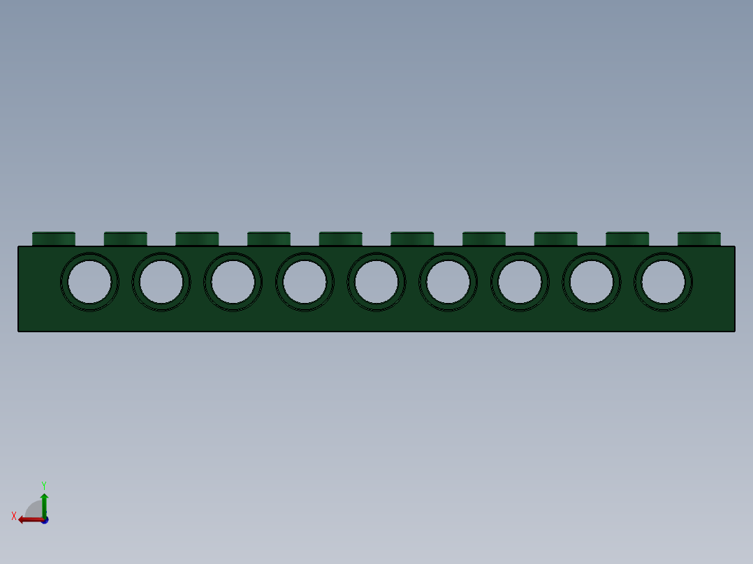 乐高机械组积木（横梁）-4203291 - 2730 Dark Green Technic Brick 1 x 10 with Holes后视图