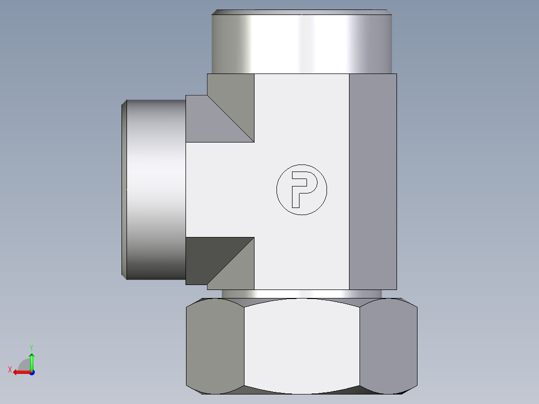 卡套式工业通用硬管接头EO_Swivel_nut_run_tee_EL35LOMDCF后视图