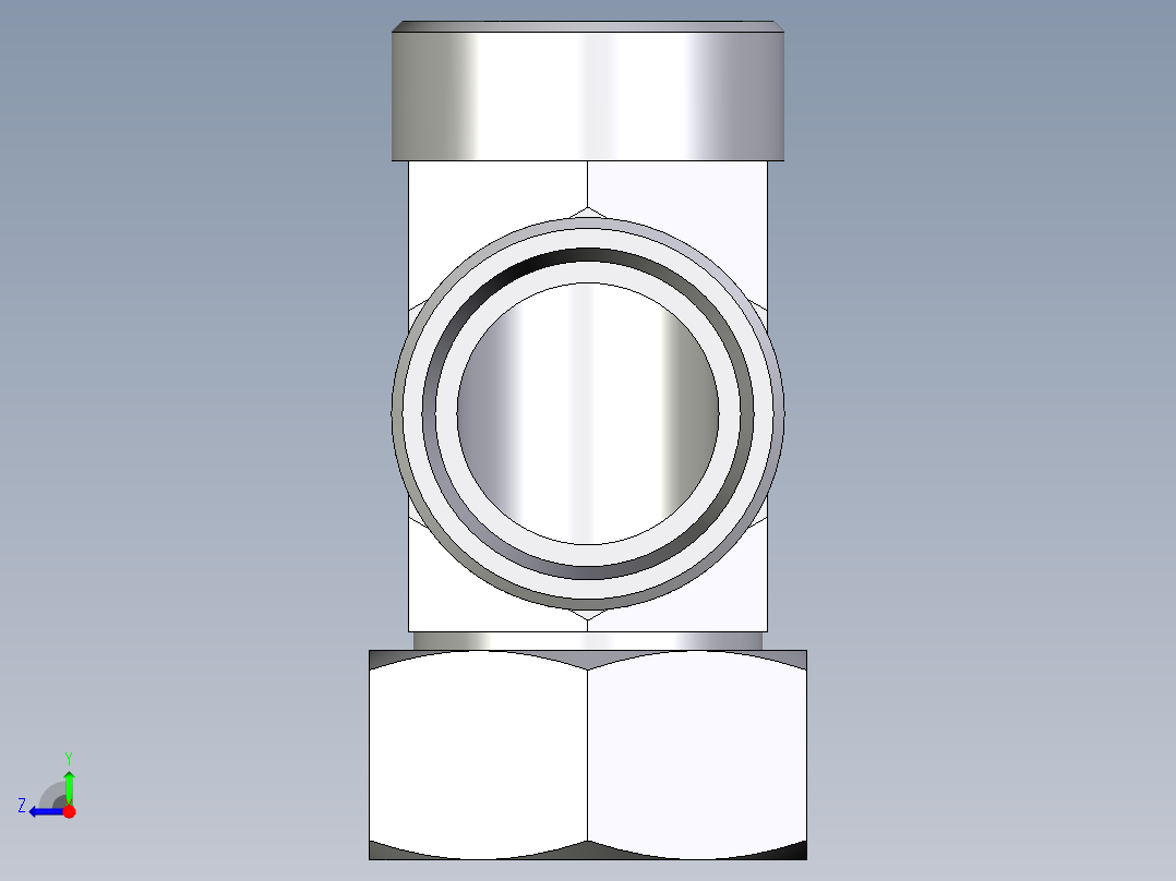 卡套式工业通用硬管接头EO_Swivel_nut_run_tee_EL35LOMDCF右视图