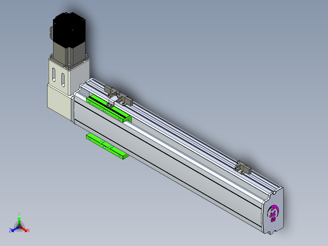 同步带滑台-半封闭B10-L90-S350-R-P40-D3正等轴测图