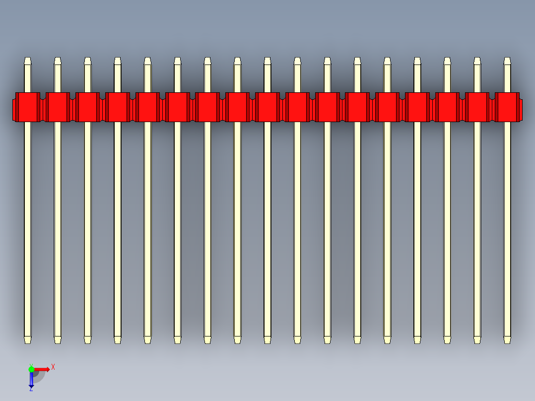 彩色公头100mil（2.54mm）系列-DS1021_red_3x17p_100mil_Type19_rev1.0俯视图